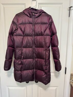 Eddie Bauer Hooded Long Puffer Coat - Plum